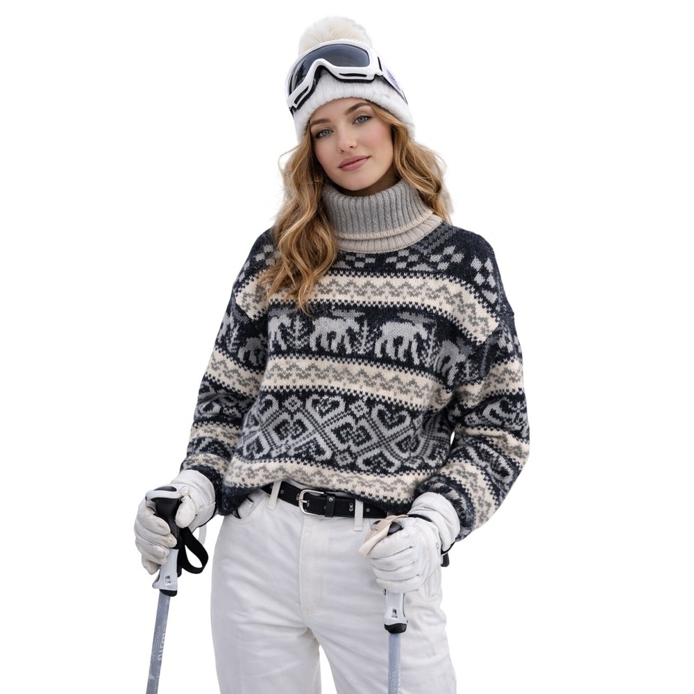 EDDIE BAUER 90s Fair Isle Wool Turtleneck Sweater Nordic Cabincore Size S